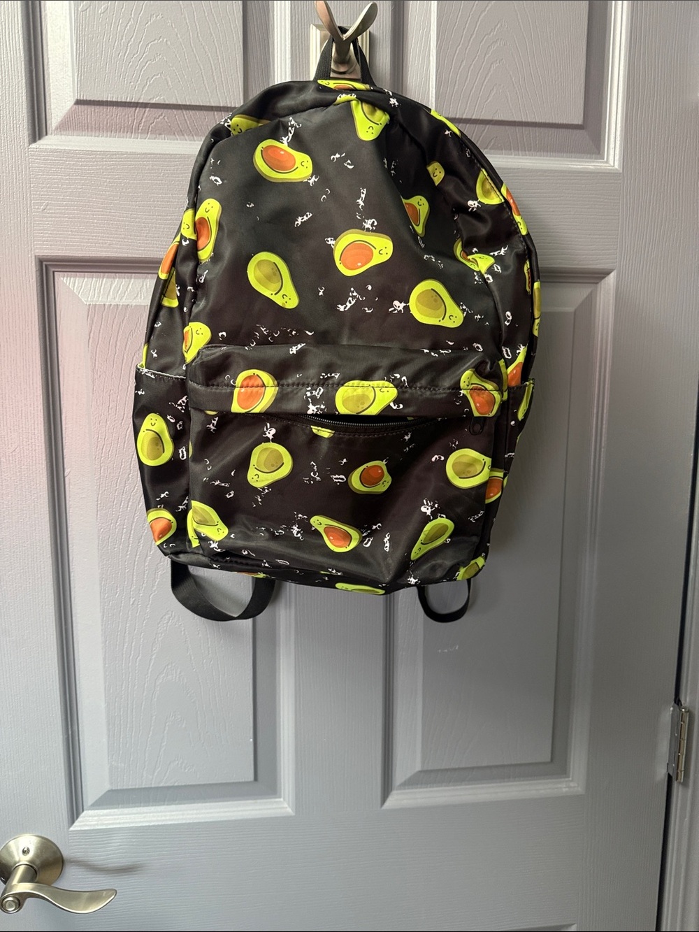Black Avocado Print Backpack - Casual Everyday Pack